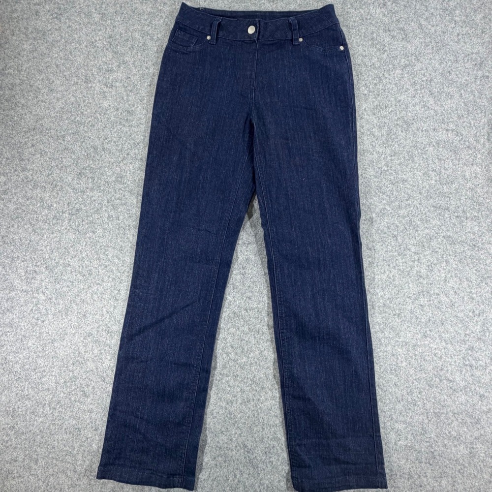Alia Womens Dark Wash Straight Leg Denim Jeans Blue Stretch Size 6